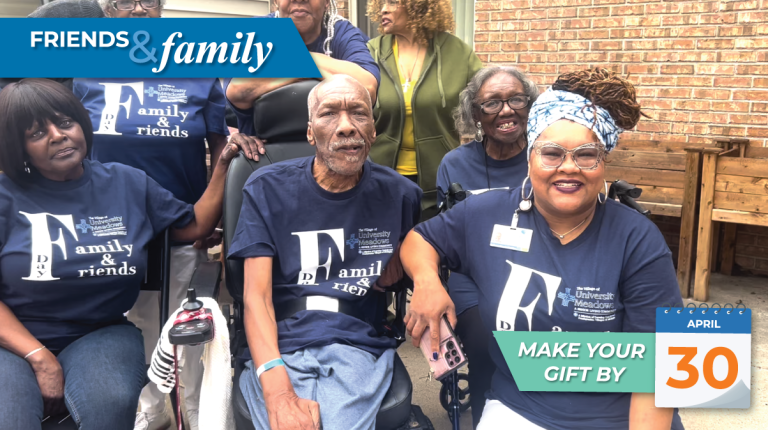 The residents of the village of University Meadows fundraising for Friends and Family